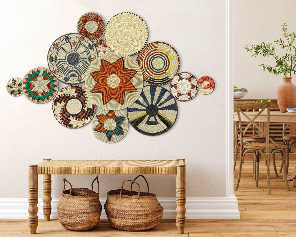 Set of 13 Handwoven wall baskets SET-159-13 N