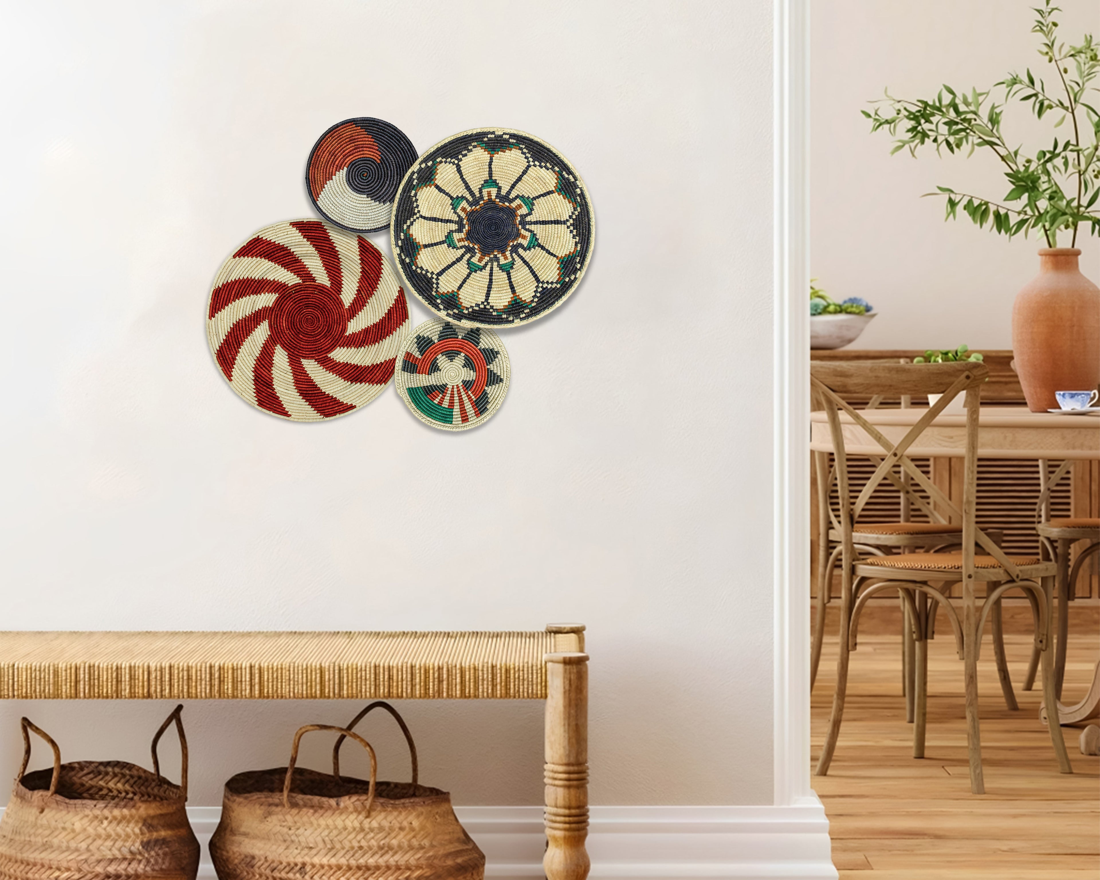 Set of 4 Handwoven wall baskets SET-230-4 N