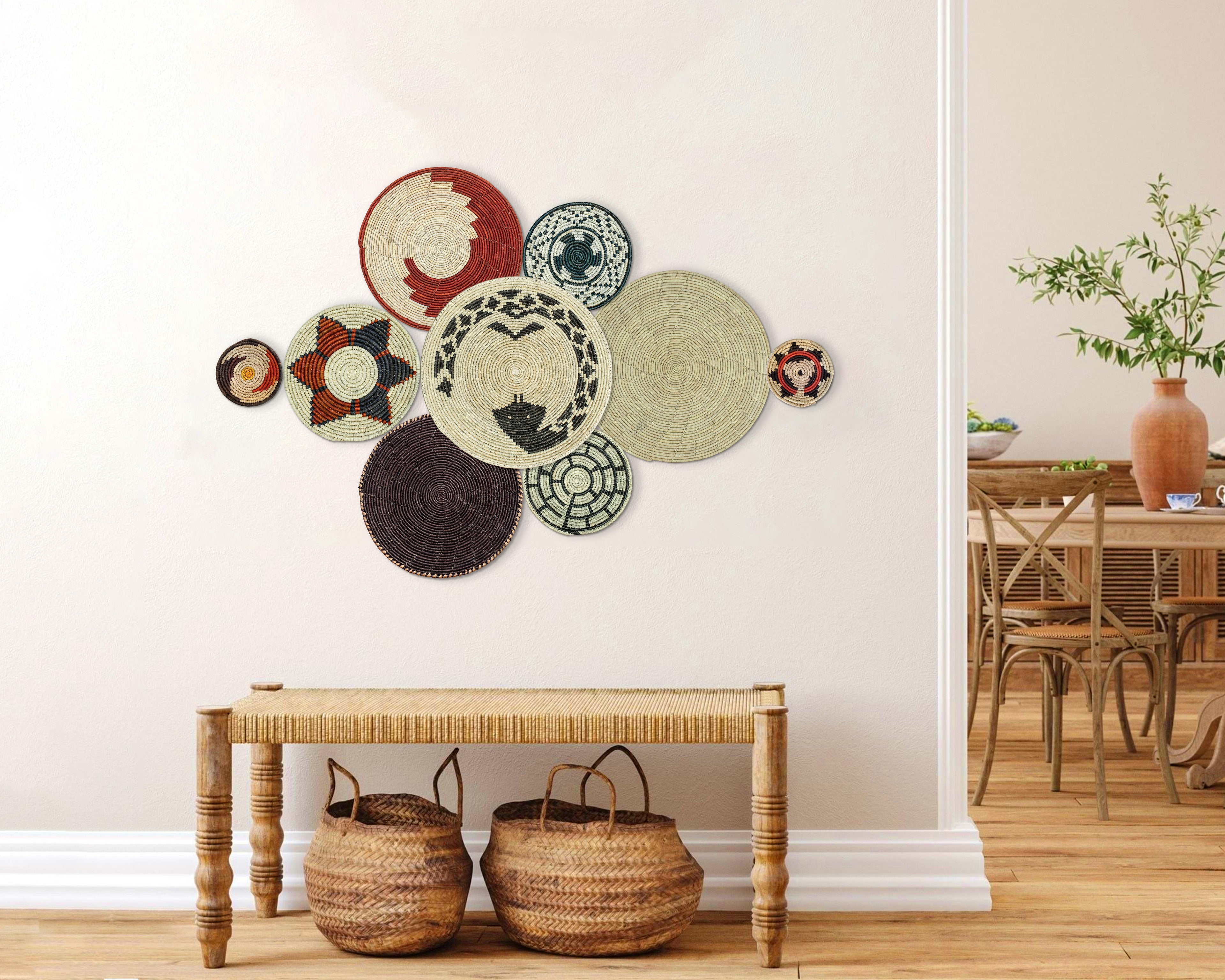 Set of 9 Handwoven wall baskets SET-17-9 N