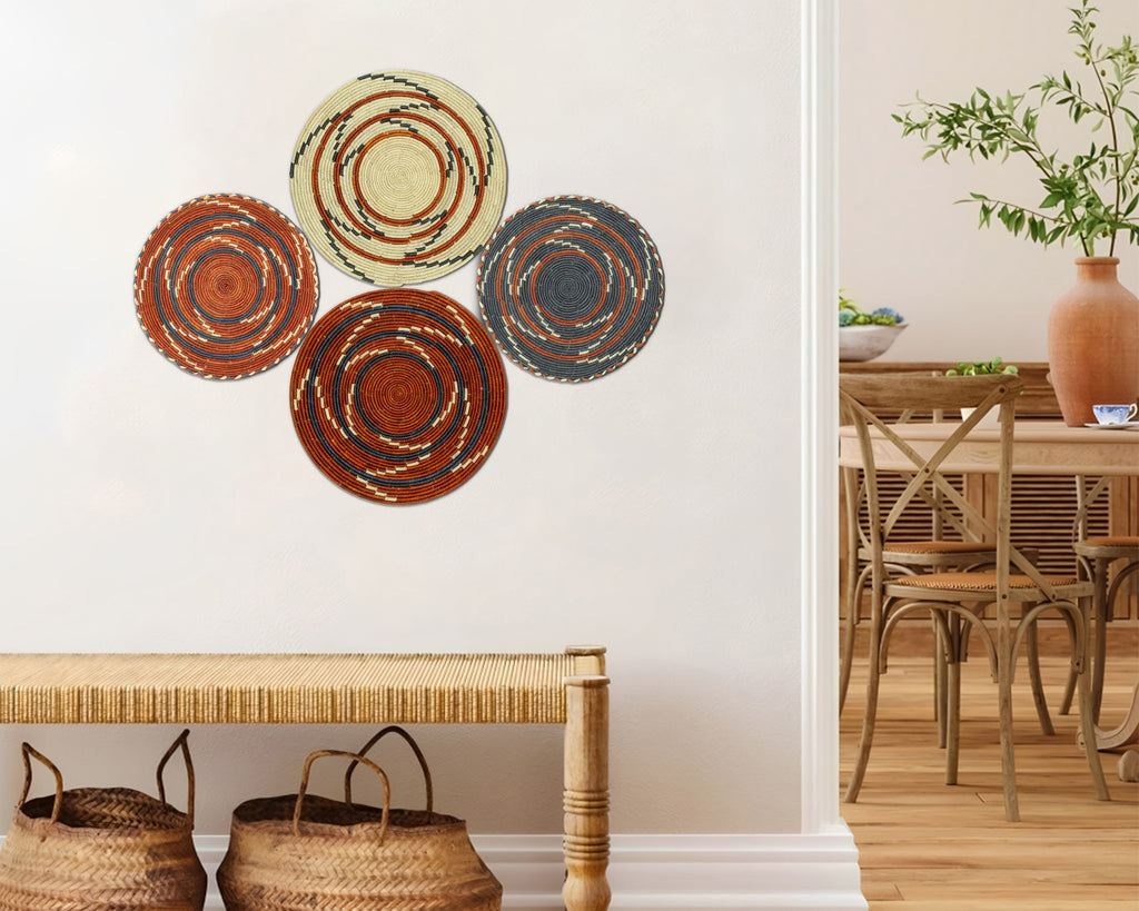 Set of 4 Handwoven wall baskets SET-228-4 N