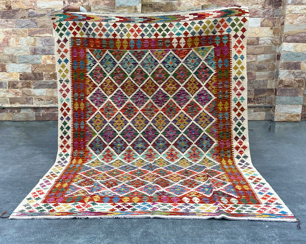 Afghan Maimana Wool Kilim - 8x6 ft