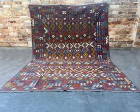 Afghan Maimana Wool Kilim - 12x8 ft