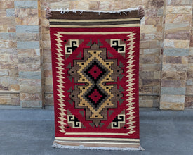 Two Grey Hills Navajo Inspired Hand-Knotted Carpet - 3x5 ft