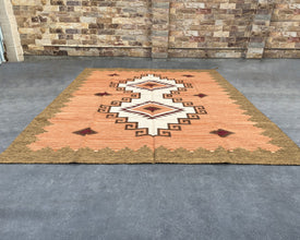 Arizona Two Hills Large Southwestern-Inspired Wool Dhurrie - 8x10 ft