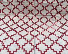 Red florence block Large Southwestern-Inspired Wool Dhurrie - 8x10 ft