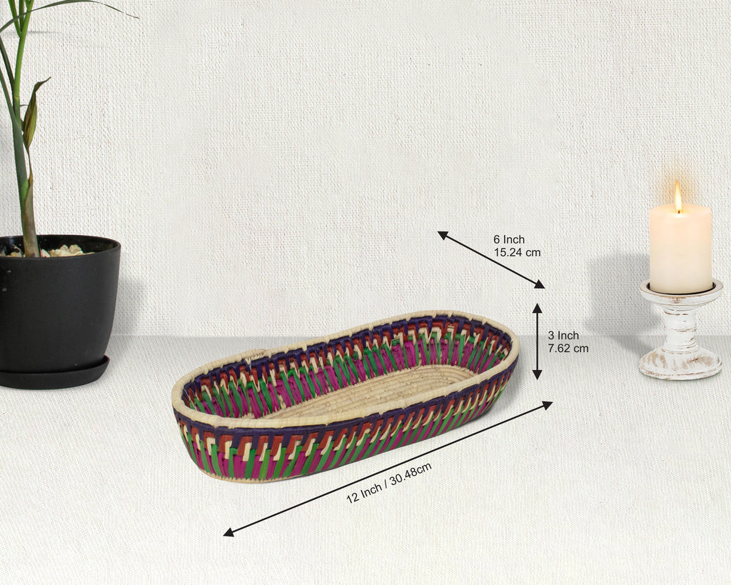 Multicolor Woven Oval Bread Tray OT-1005-L