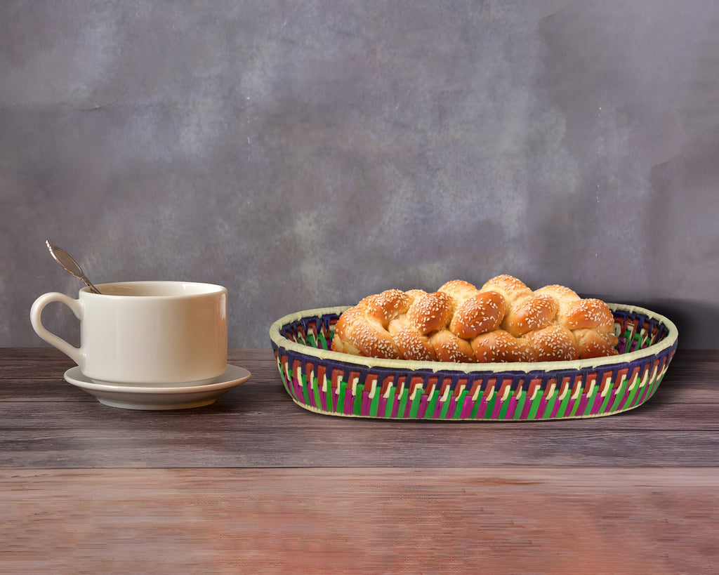 Multicolor Woven Oval Bread Tray OT-1005-L