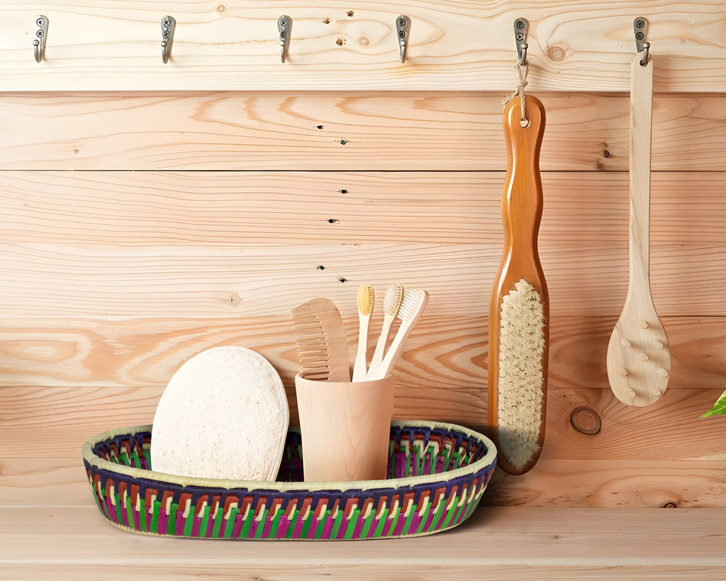 Multicolor Woven Oval Bread Tray OT-1005-L