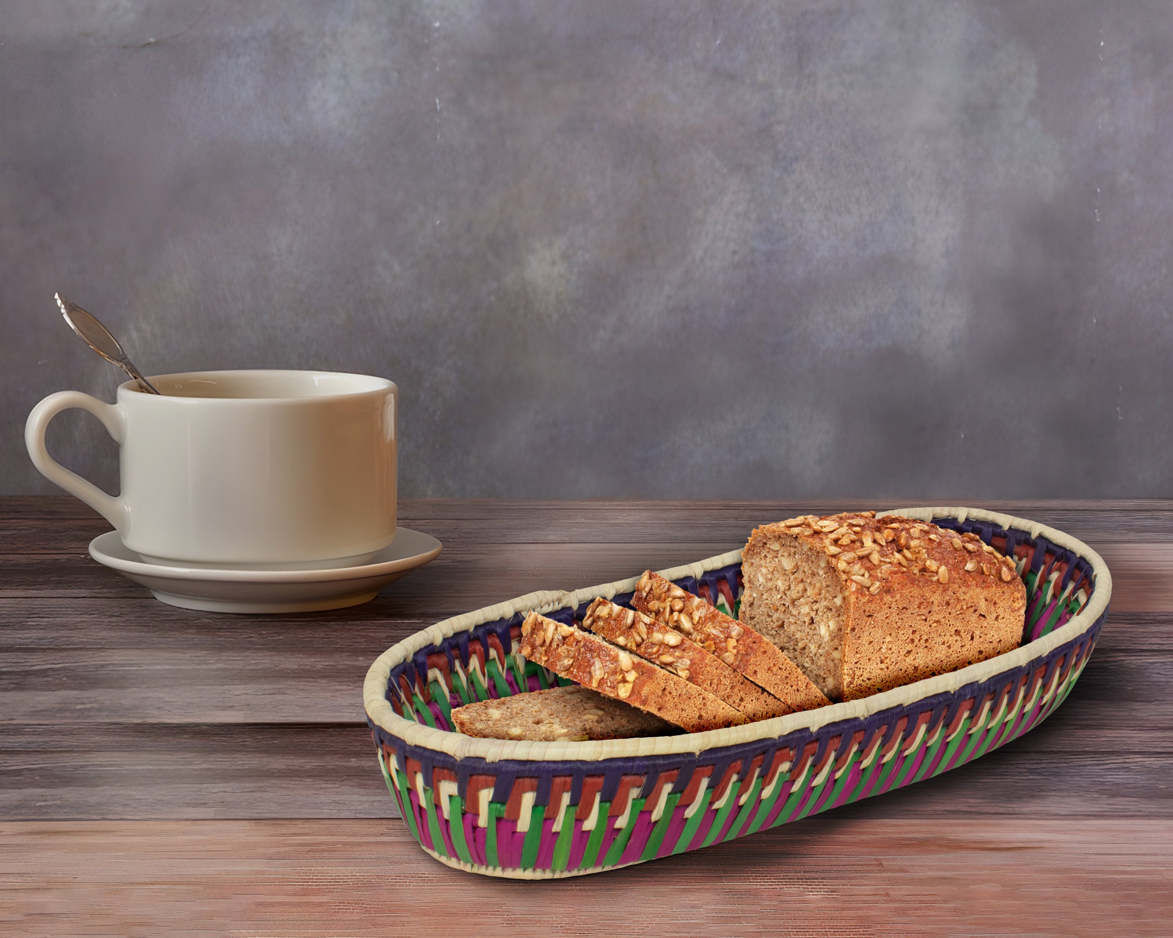 Multicolor Woven Oval Bread Tray OT-1005-L