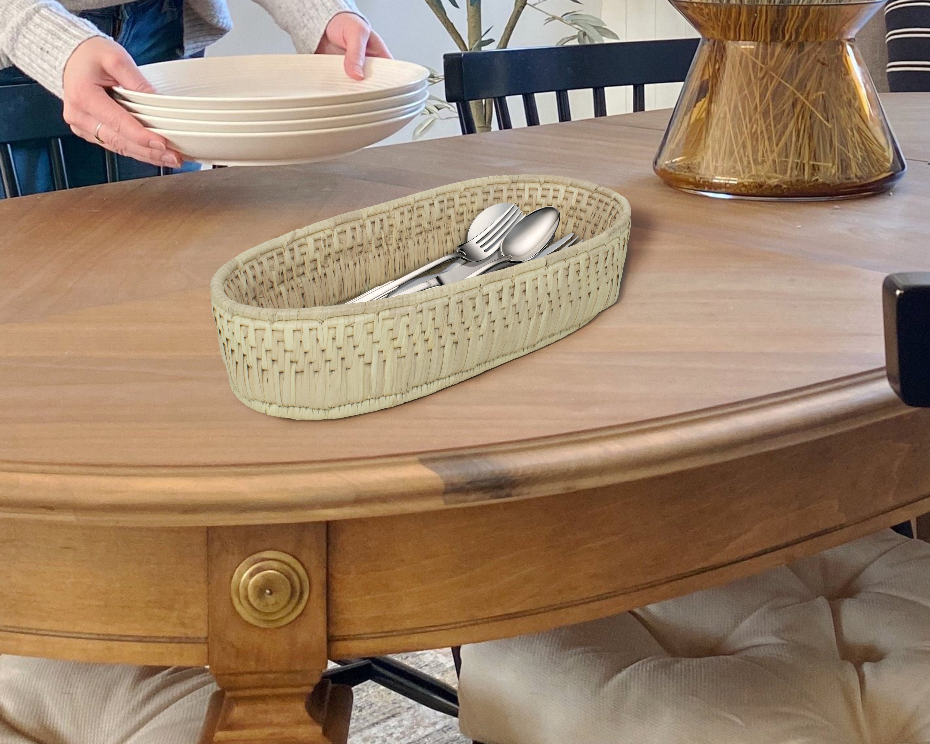 Natural Woven Oval Bread Tray OT-1001-L