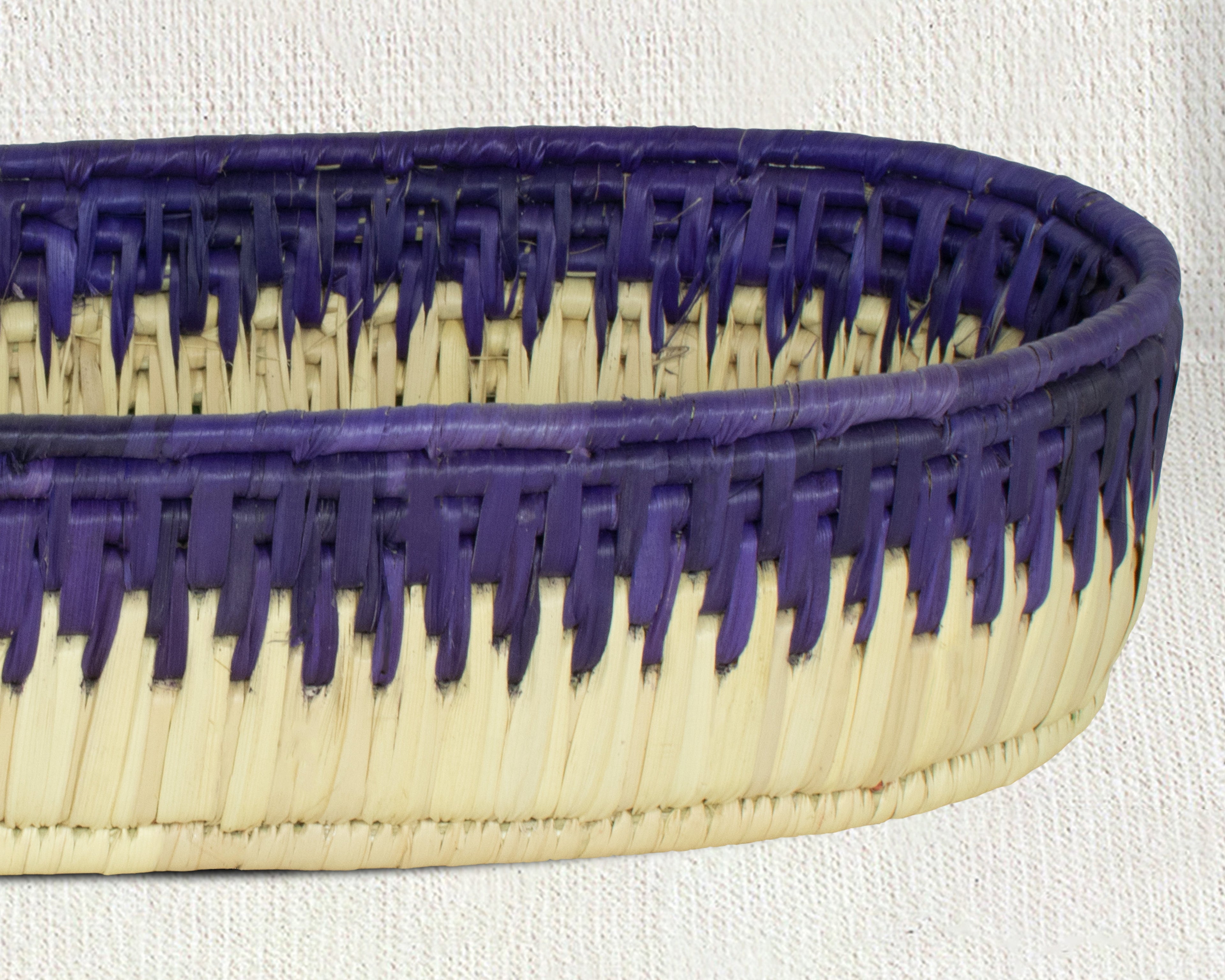 Purple & Natural Woven Oval Bread Tray OT-1004-L