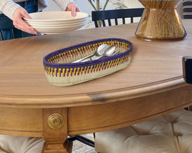 Purple & Yellow Woven Table Basket