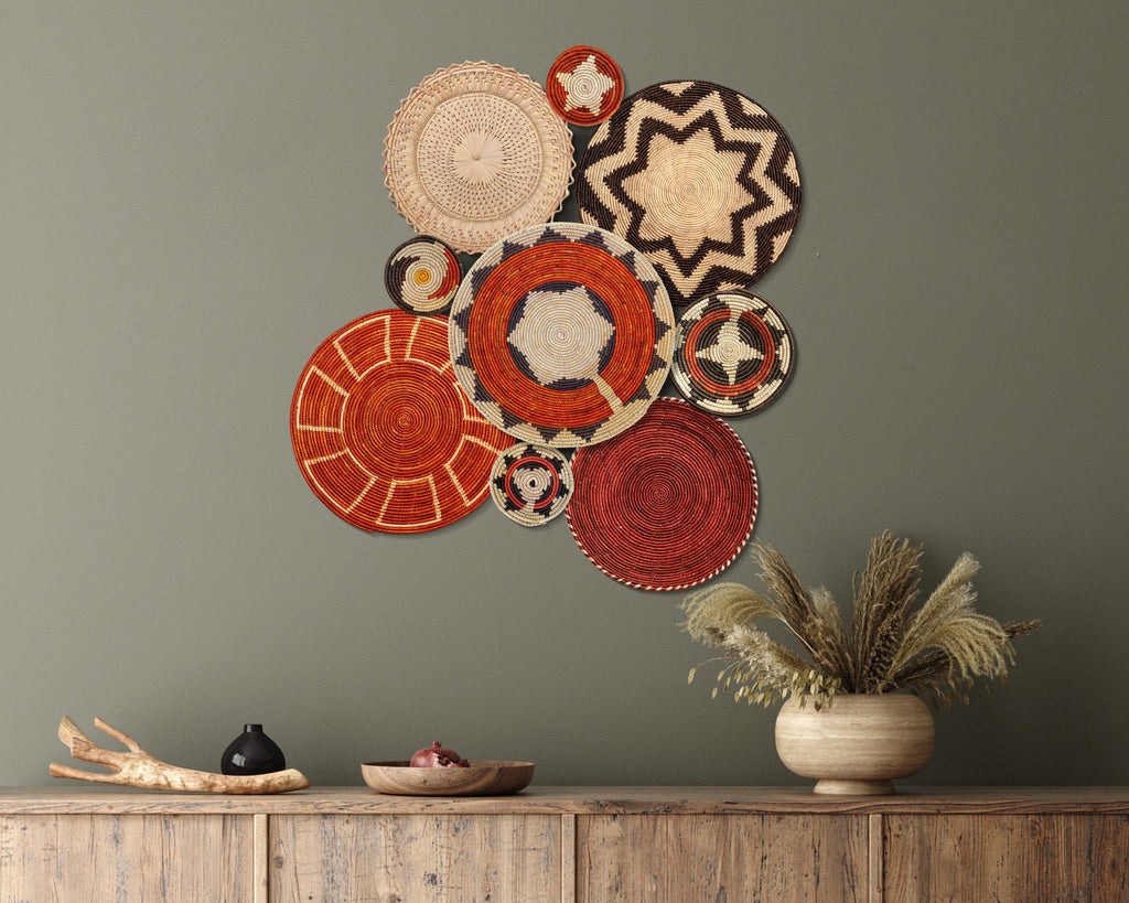 Set of 9 Handwoven wall baskets SET-12-9 N