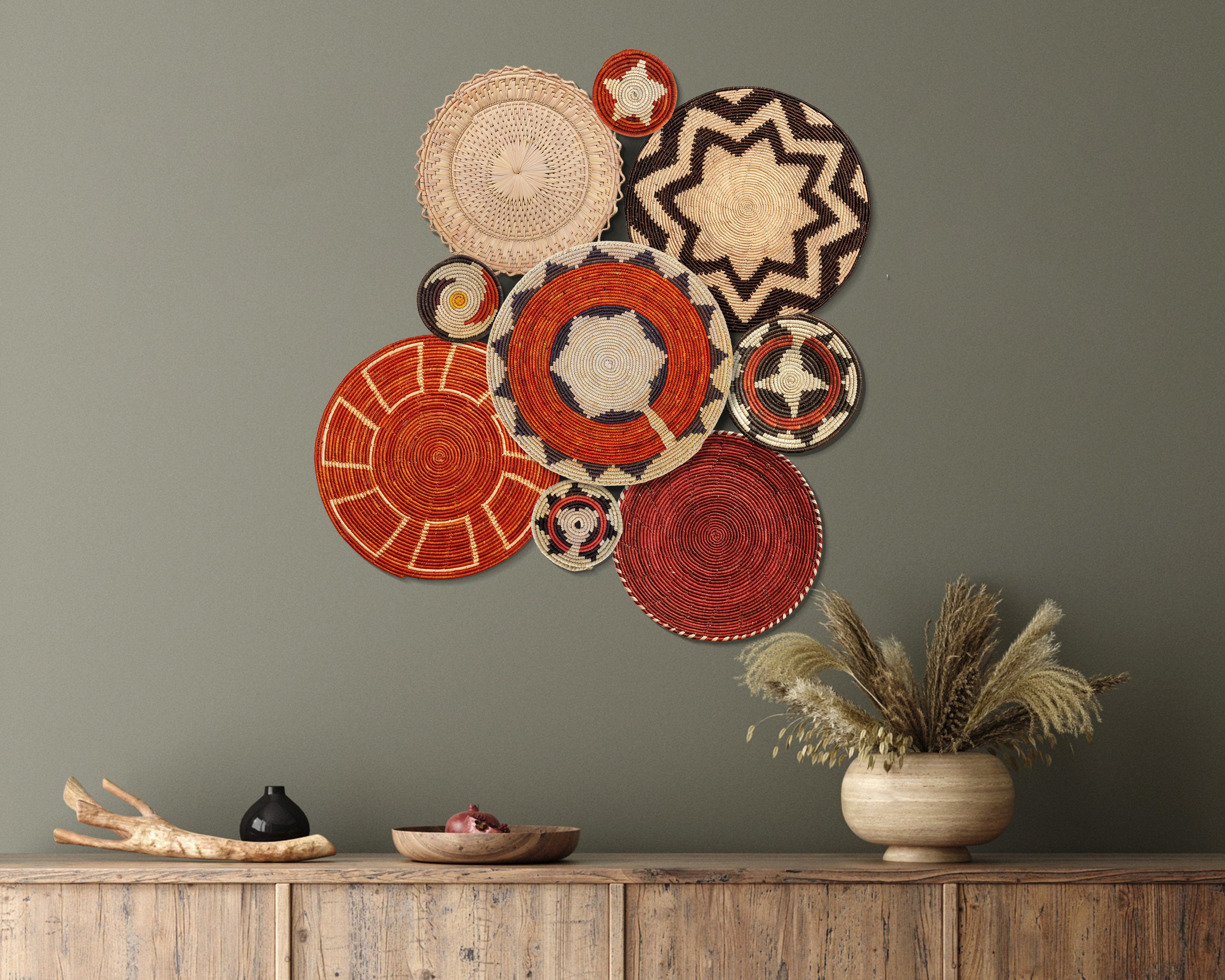 Set of 9 Handwoven wall baskets SET-12-9 N