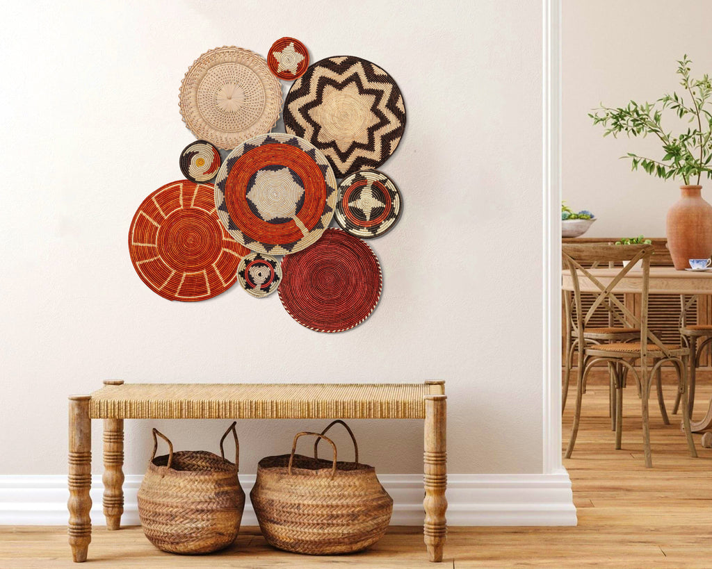 Set of 9 Handwoven wall baskets SET-12-9 N