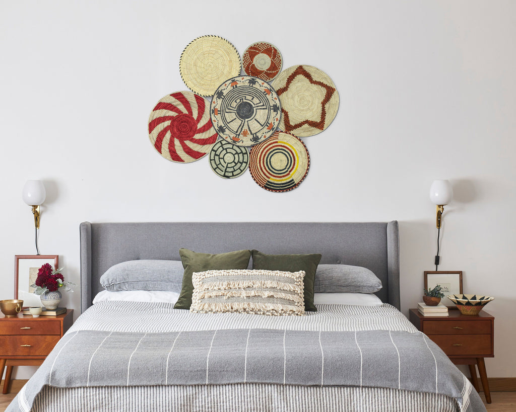 Set of 7 Handwoven wall baskets Set 33-7-N