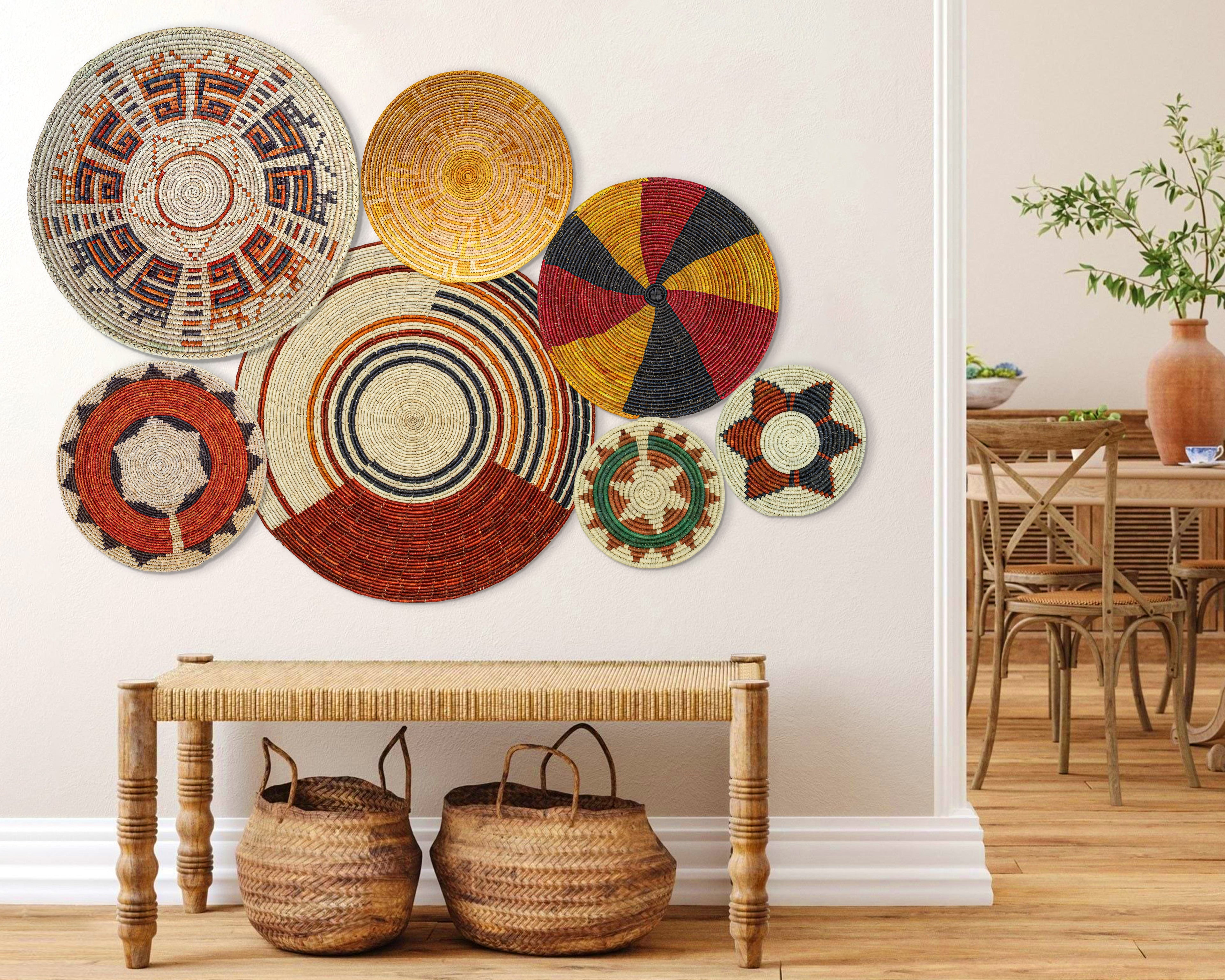 Set of 7 Handwoven wall baskets Set 36-7-N