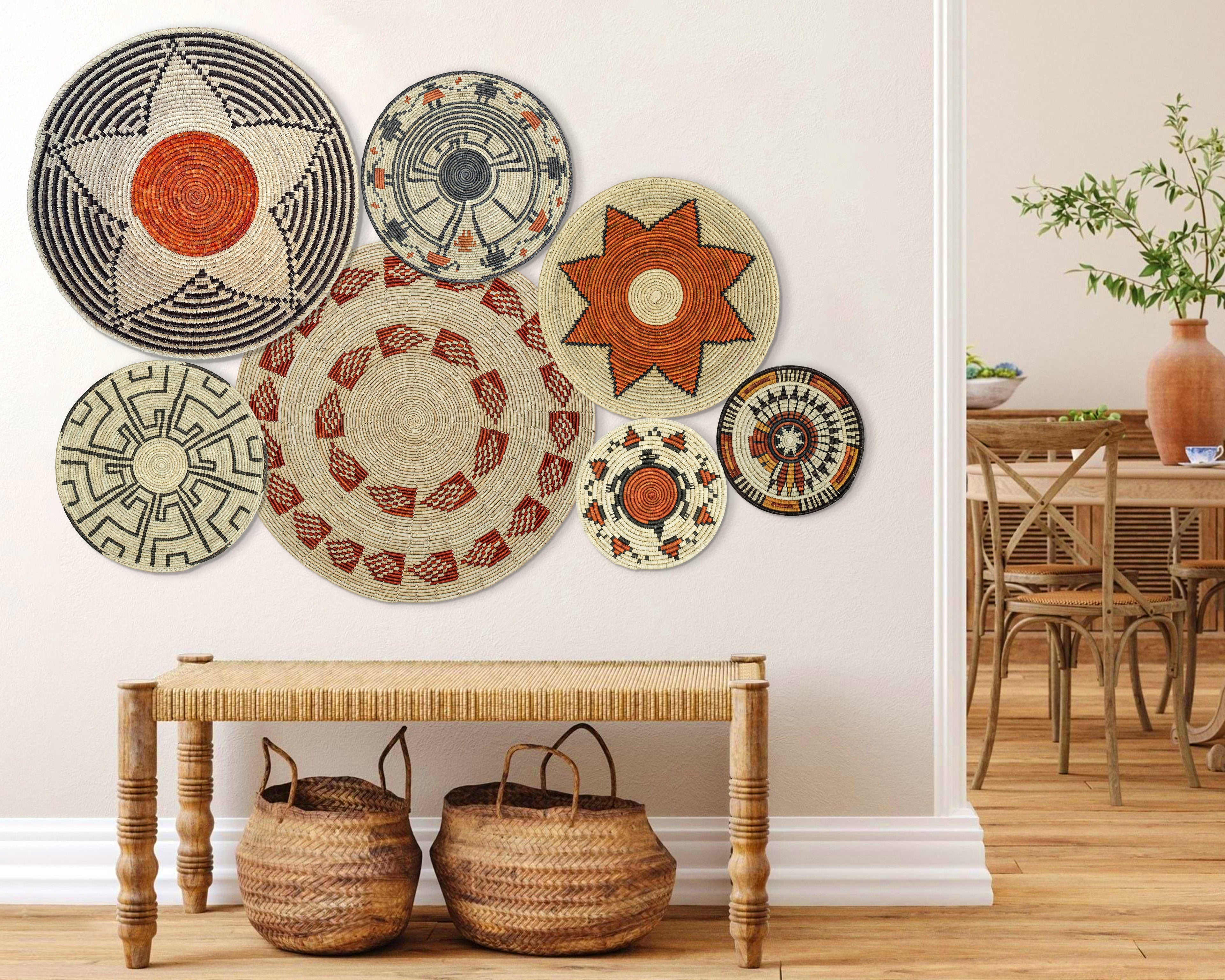 Set of 7 Handwoven wall baskets Set 37-7-N