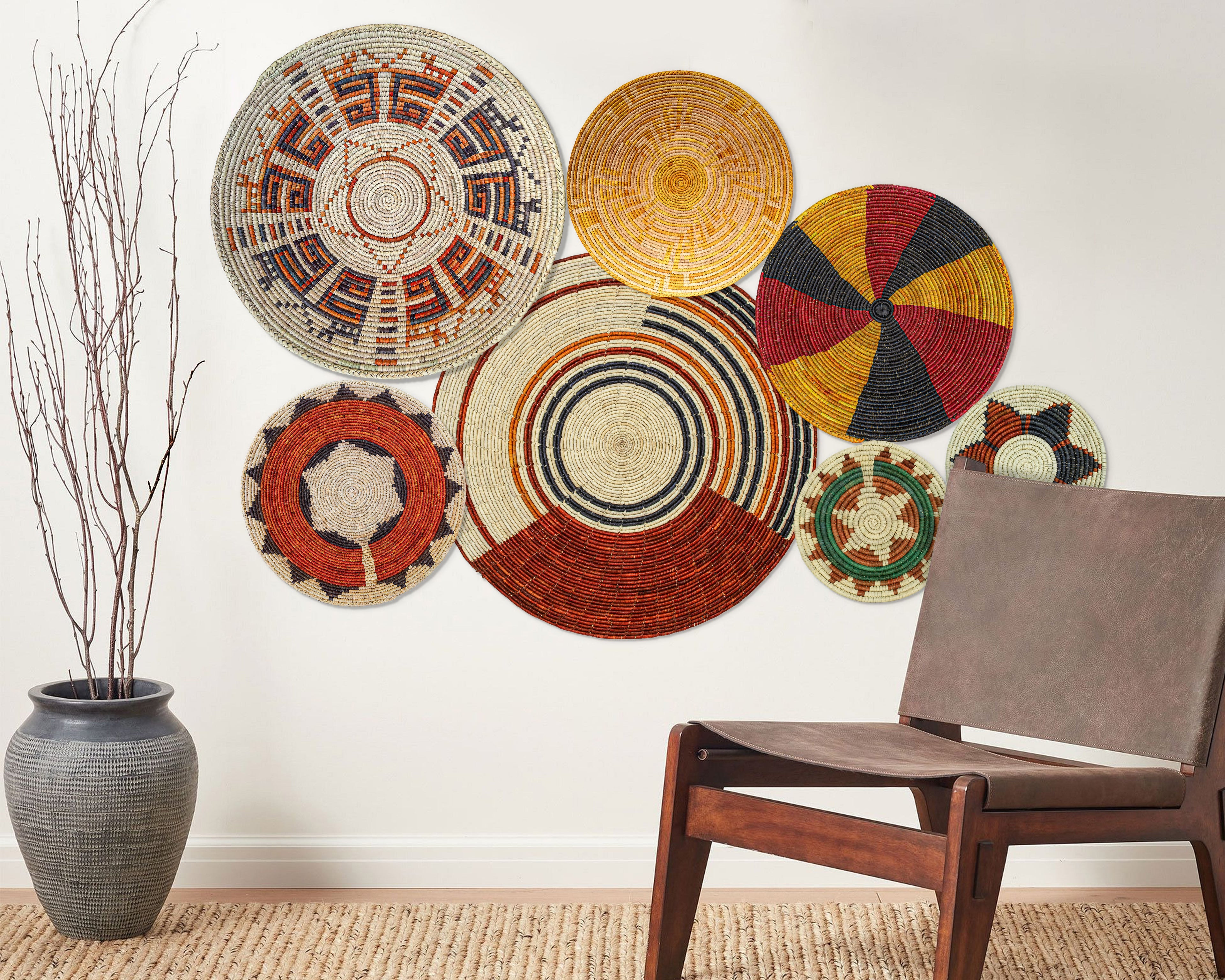 Set of 7 Handwoven wall baskets Set 36-7-N