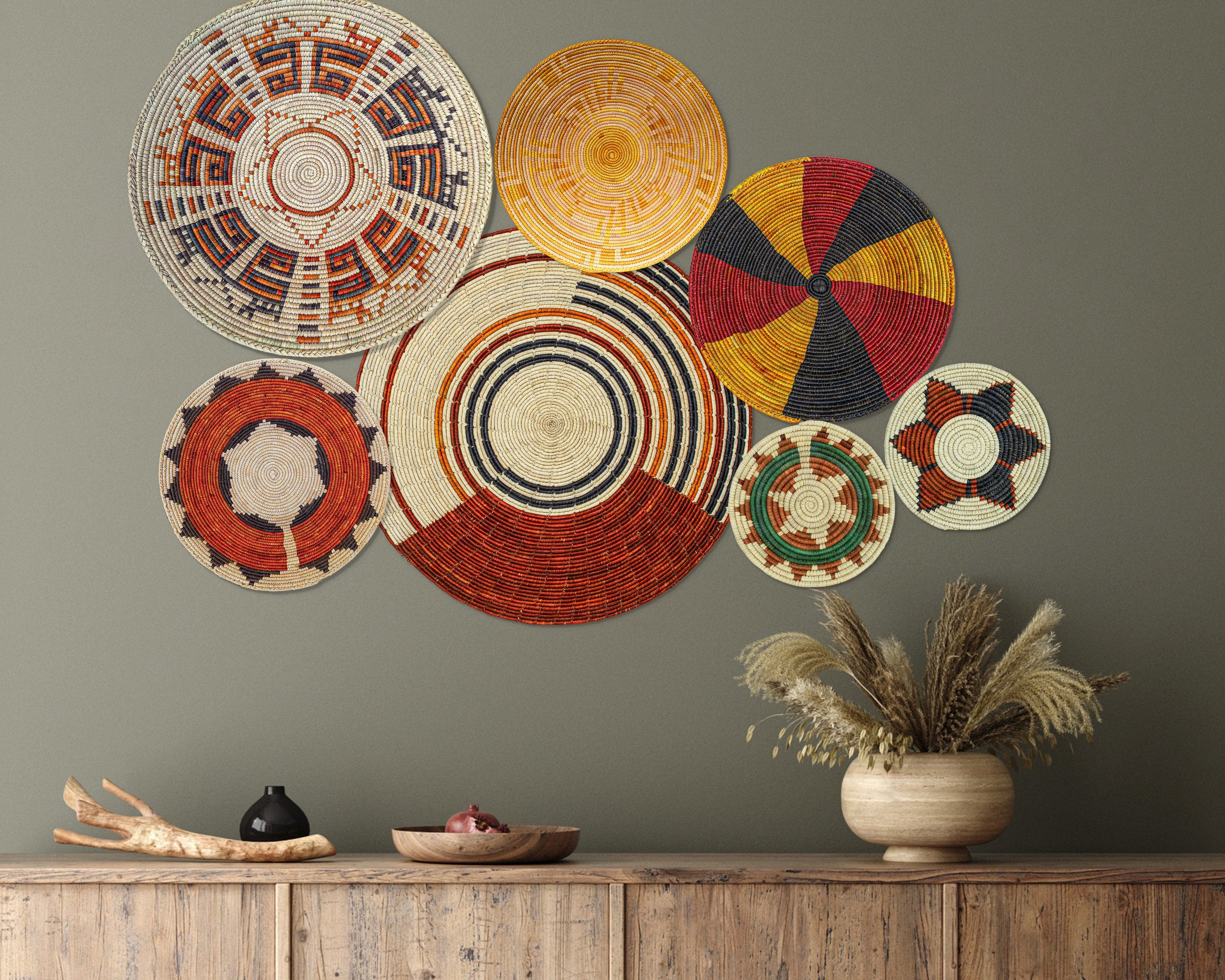 Set of 7 Handwoven wall baskets Set 36-7-N