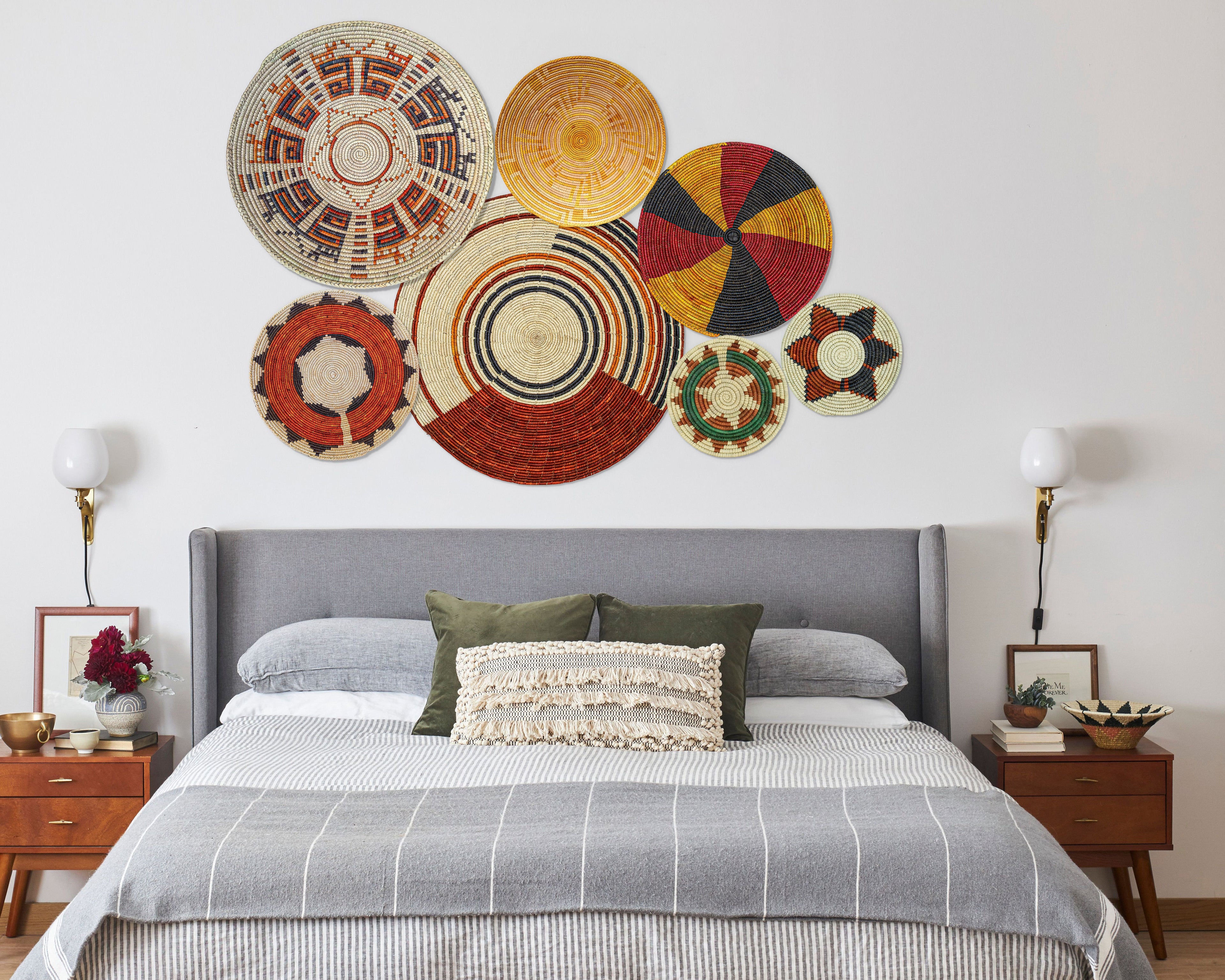 Set of 7 Handwoven wall baskets Set 36-7-N