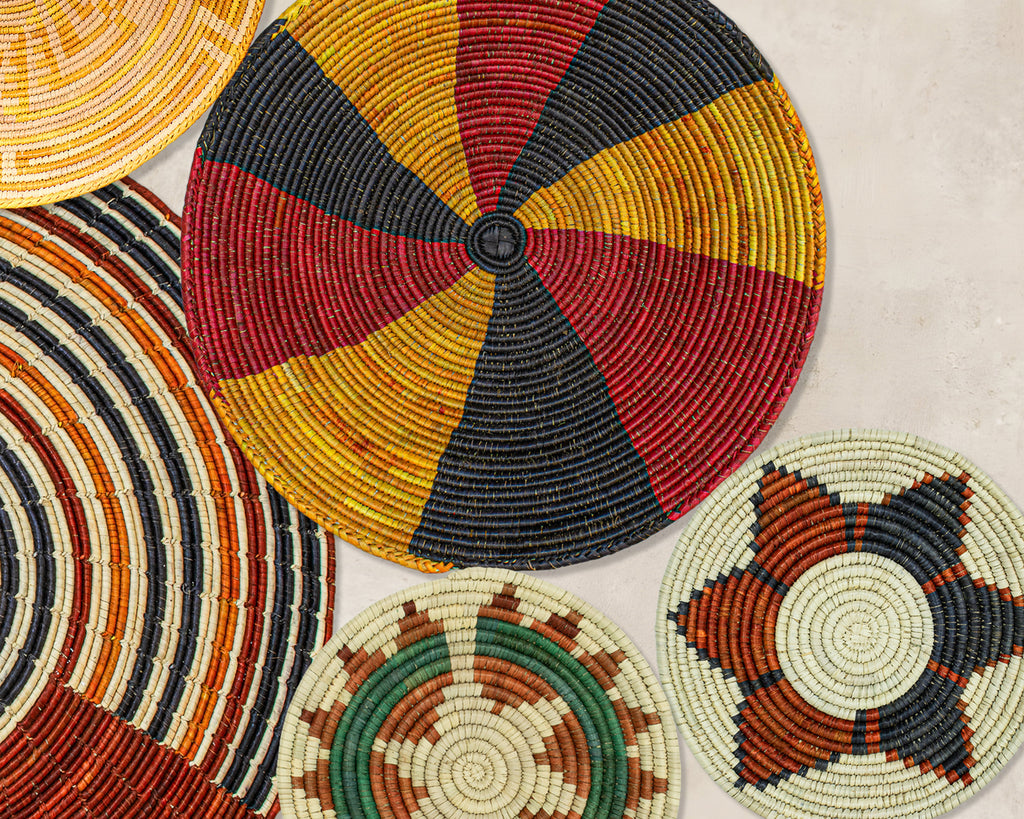 Set of 7 Handwoven wall baskets Set 36-7-N