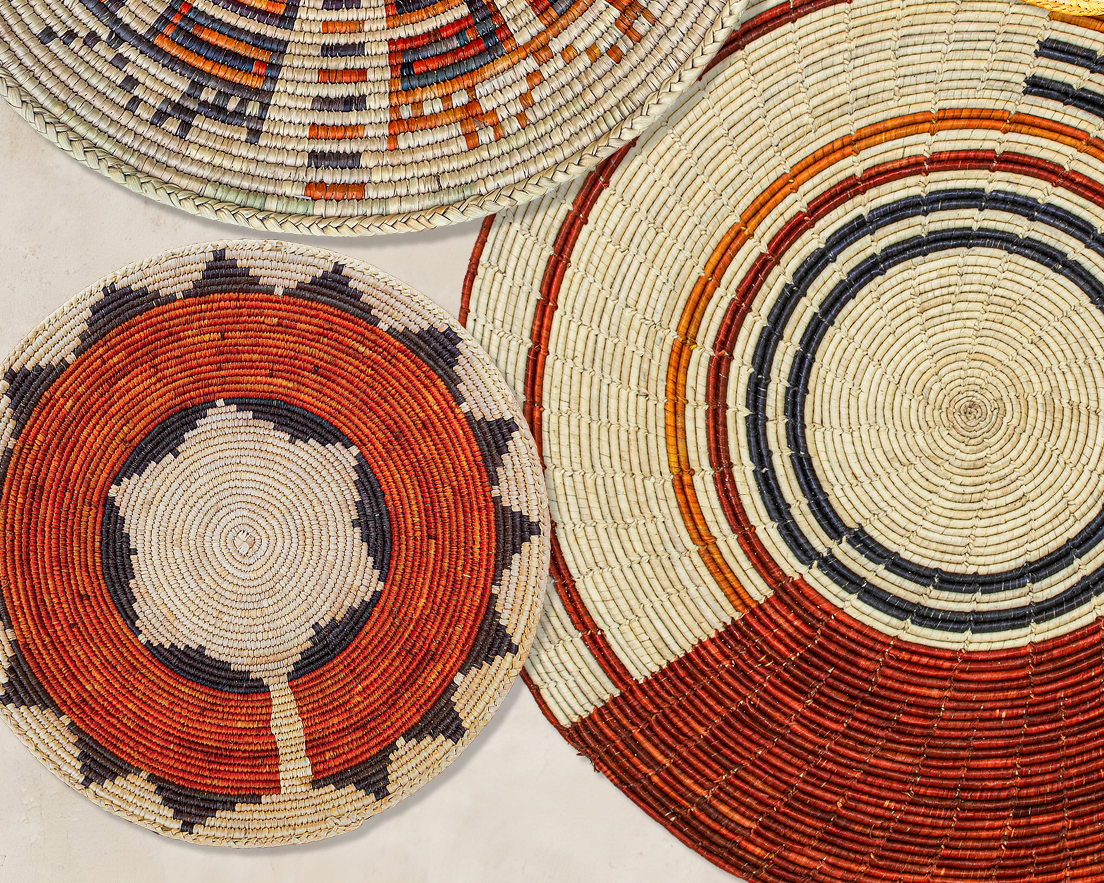 Set of 7 Handwoven wall baskets Set 36-7-N