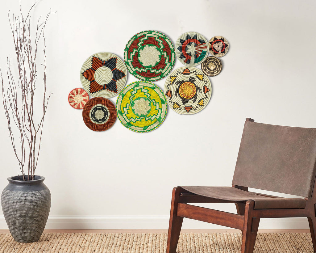 Set of 9 Handwoven wall baskets SET-4-9 N