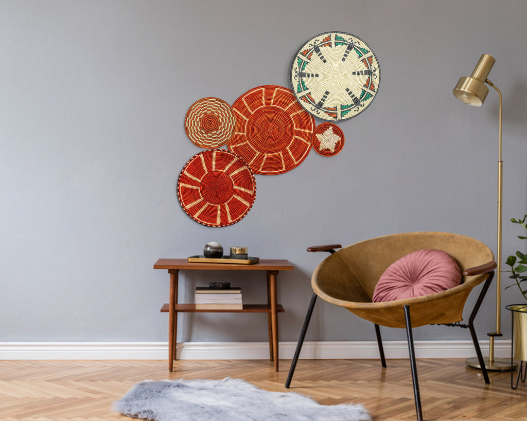 Set of 5 Handwoven wall baskets SET-52-5 N