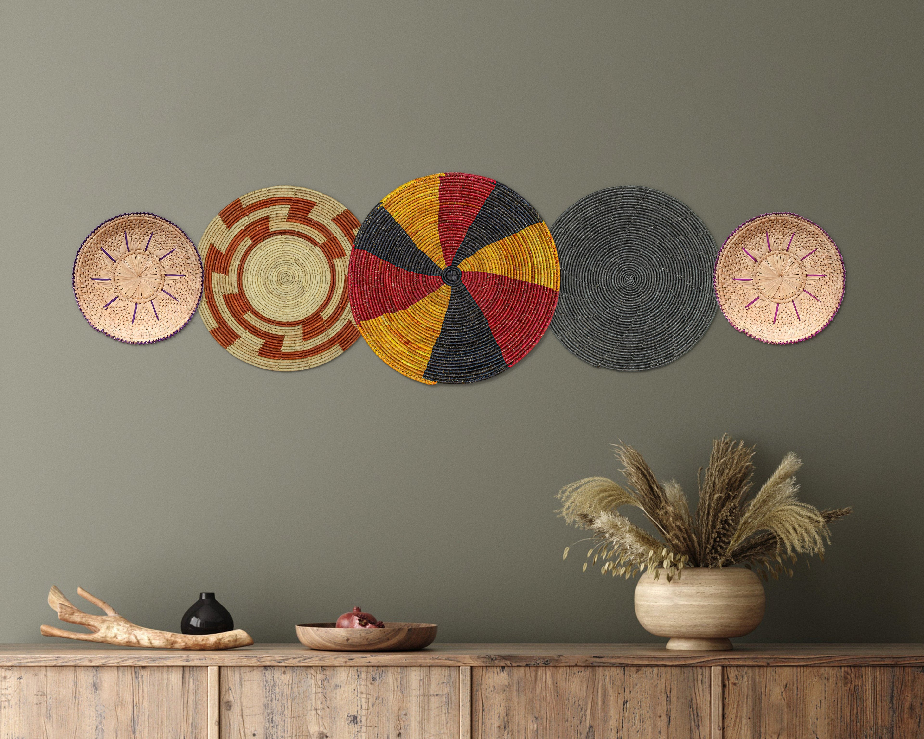 Set of 5 Handwoven wall baskets SET-57-5 N