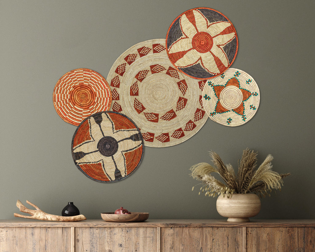 Set of 5 Handwoven wall baskets SET-60-5 N