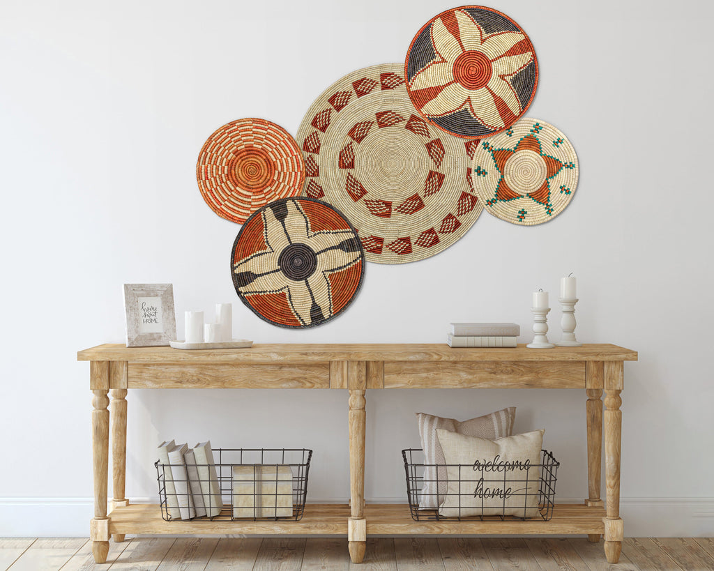 Set of 5 Handwoven wall baskets SET-60-5 N