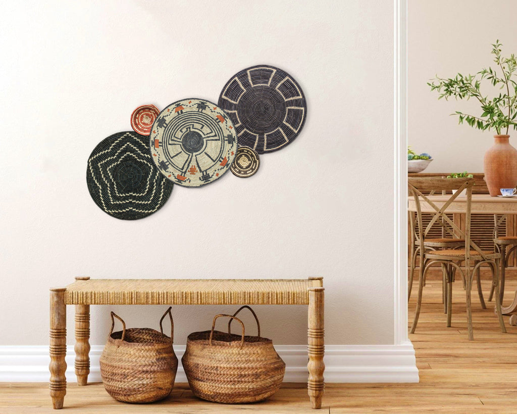 Set of 5 Handwoven wall baskets SET-61-5 N