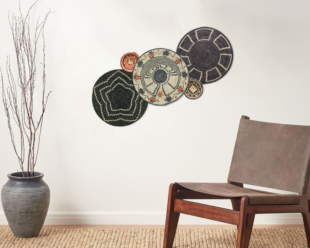 Set of 5 Handwoven wall baskets SET-61-5 N