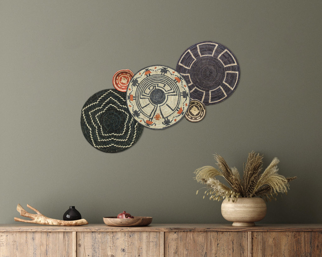 Set of 5 Handwoven wall baskets SET-61-5 N