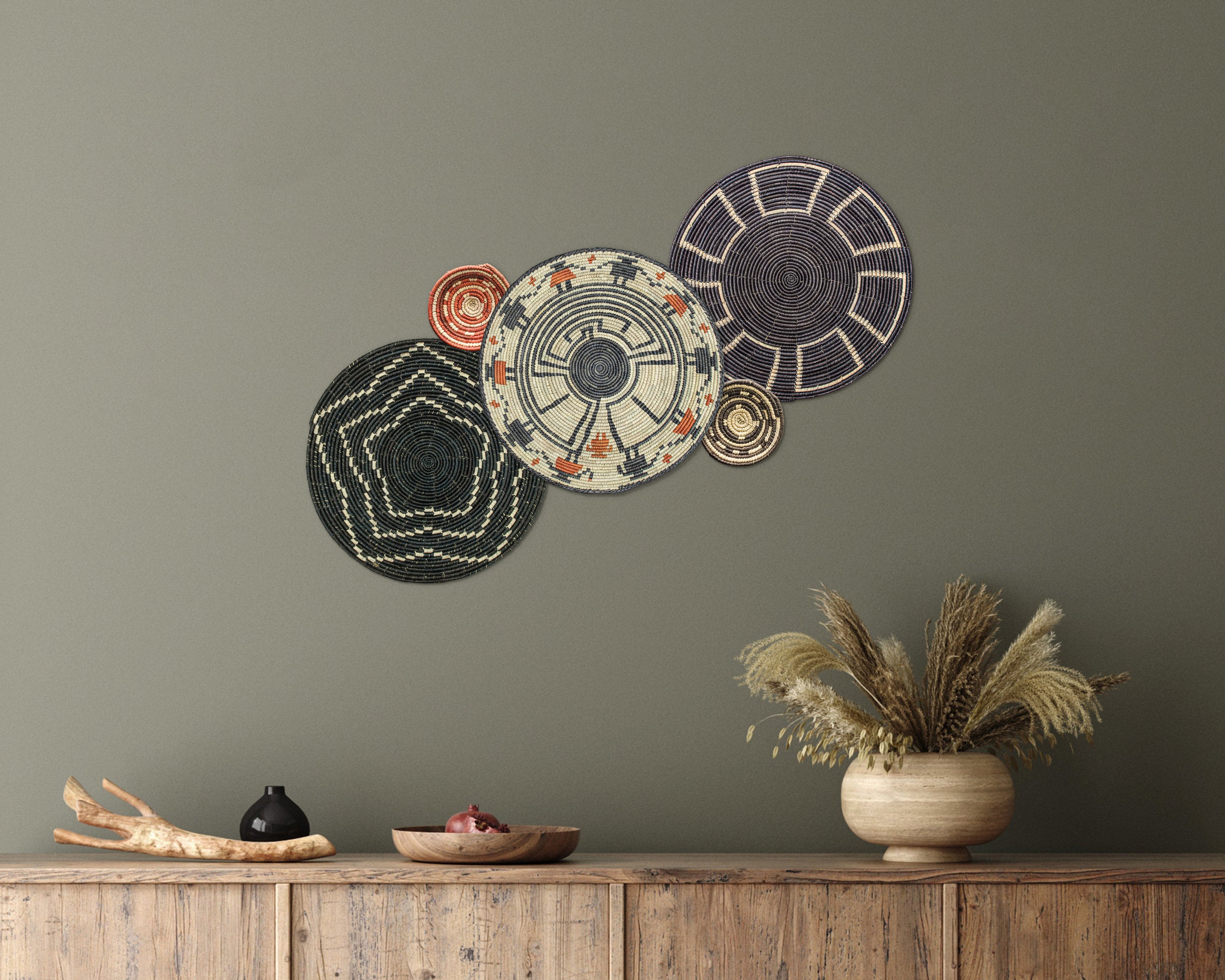 Set of 5 Handwoven wall baskets SET-61-5 N