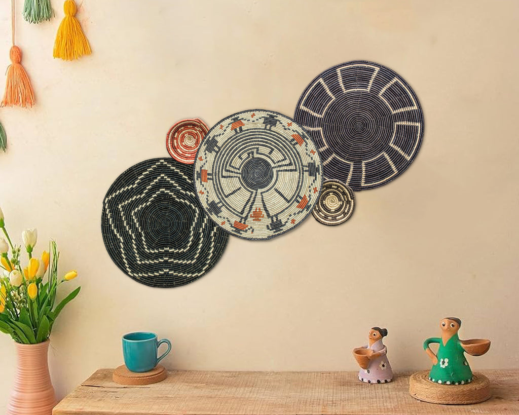 Set of 5 Handwoven wall baskets SET-61-5 N