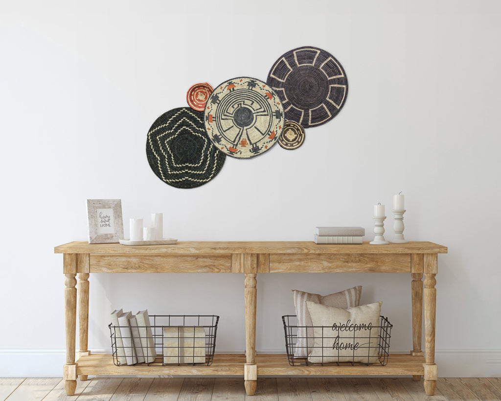 Set of 5 Handwoven wall baskets SET-61-5 N