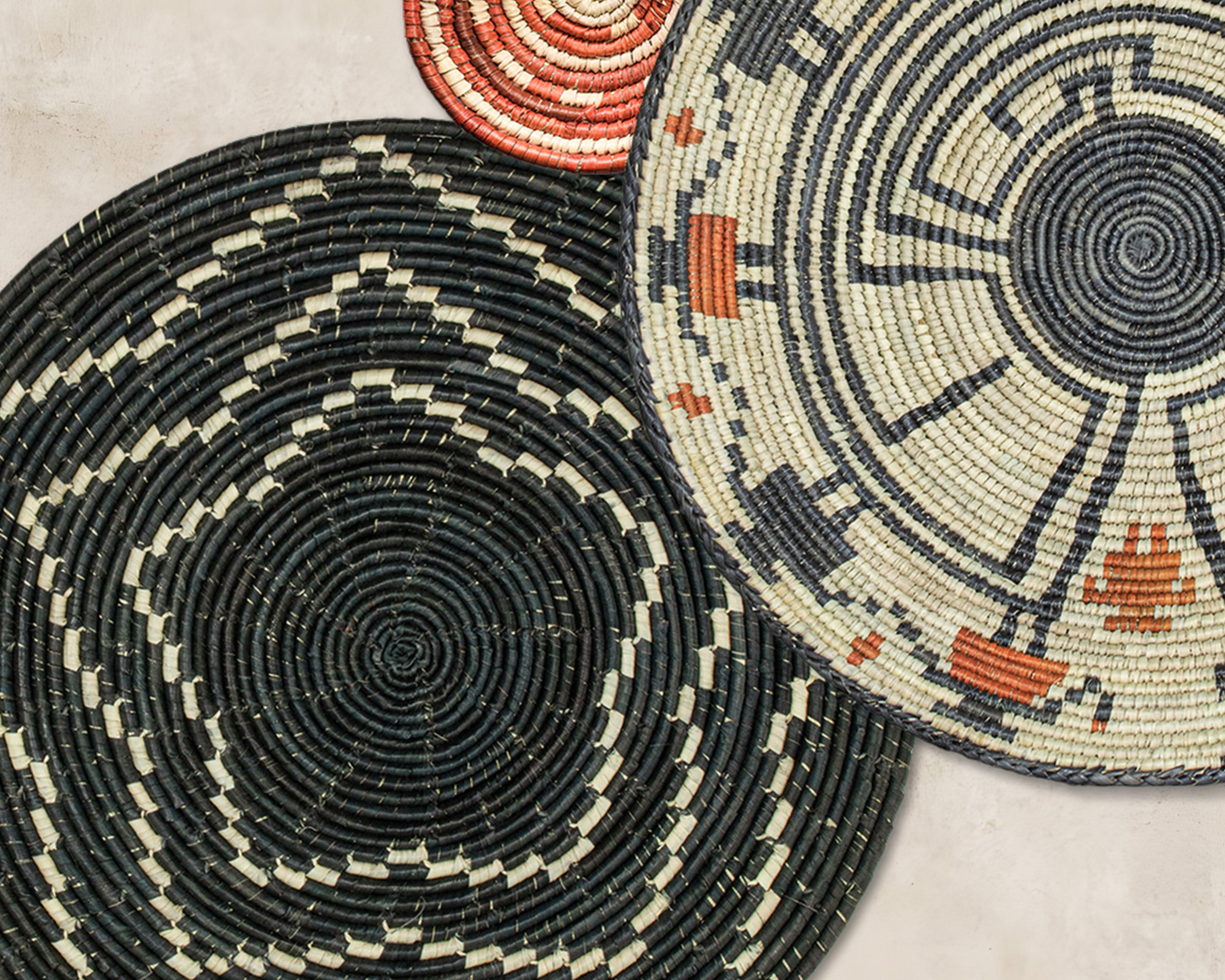 Set of 5 Handwoven wall baskets SET-61-5 N