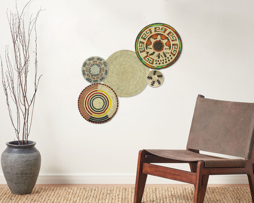 Set of 5 Handwoven wall baskets SET-64-5 N