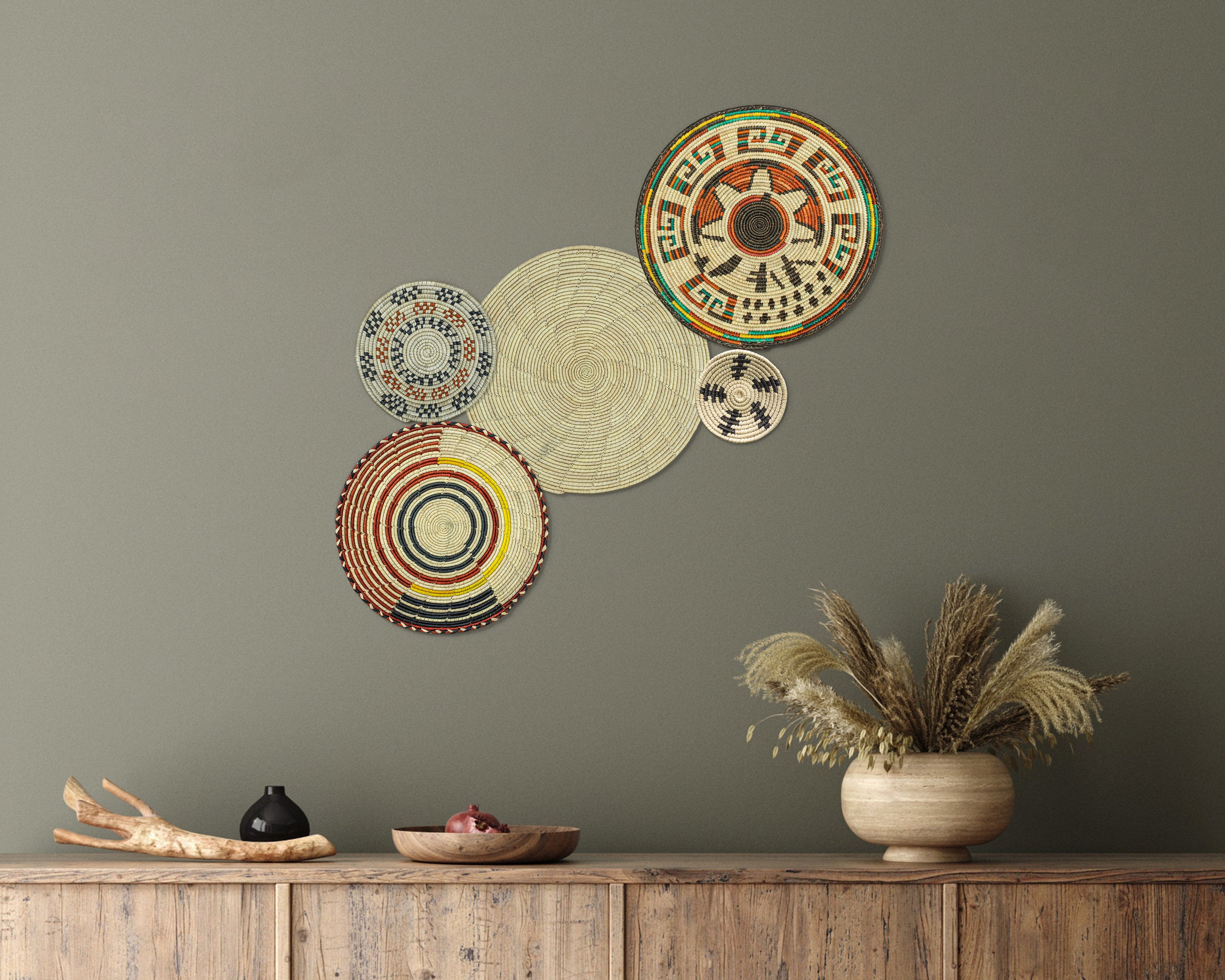 Set of 5 Handwoven wall baskets SET-64-5 N