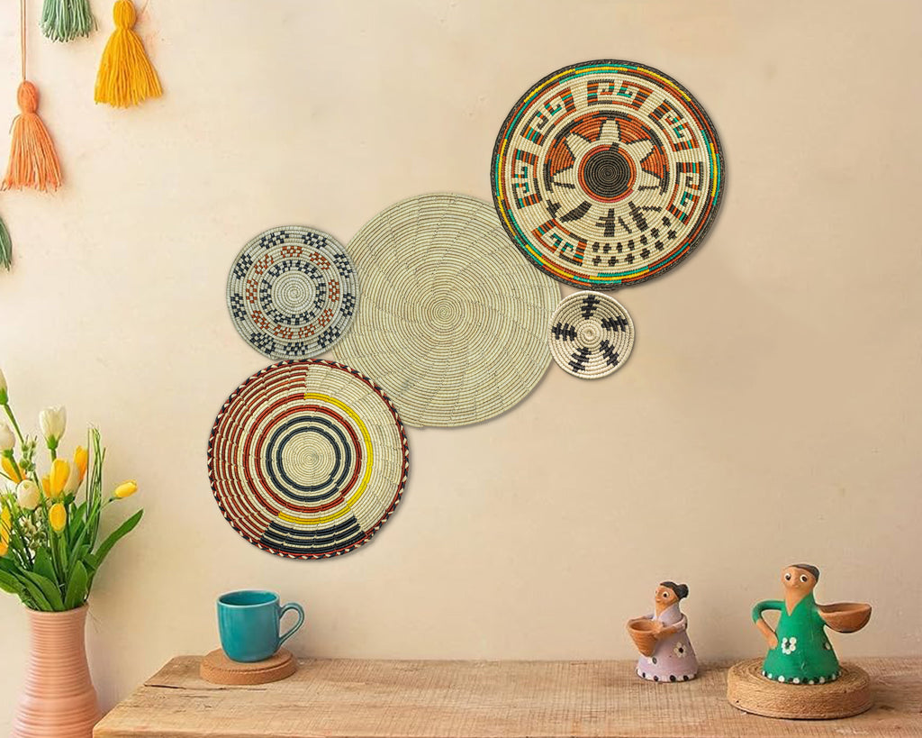 Set of 5 Handwoven wall baskets SET-64-5 N