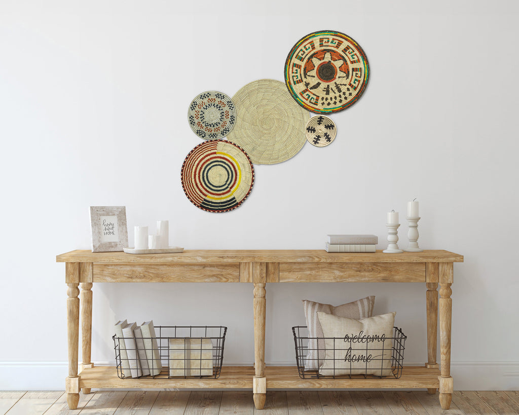 Set of 5 Handwoven wall baskets SET-64-5 N