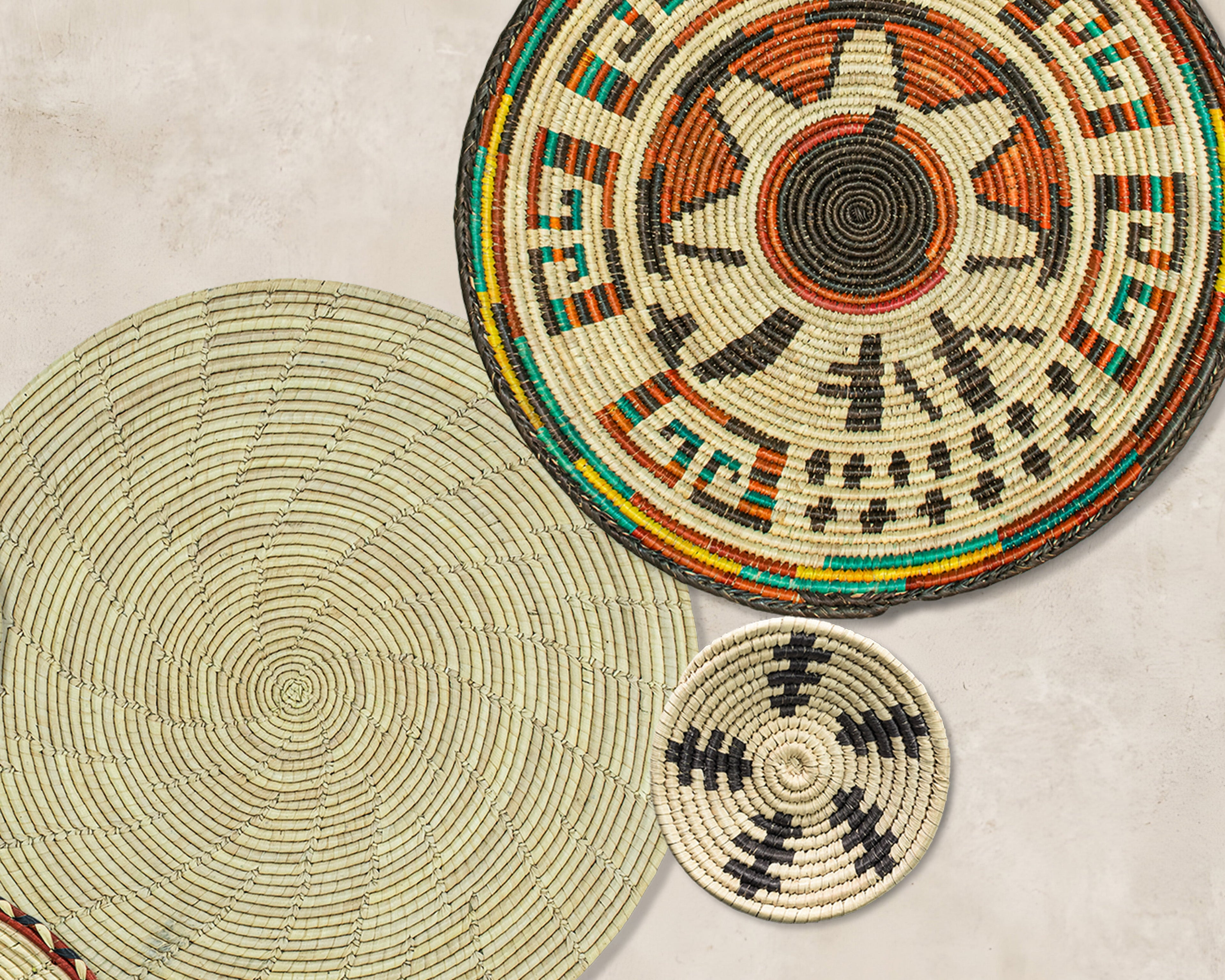 Set of 5 Handwoven wall baskets SET-64-5 N