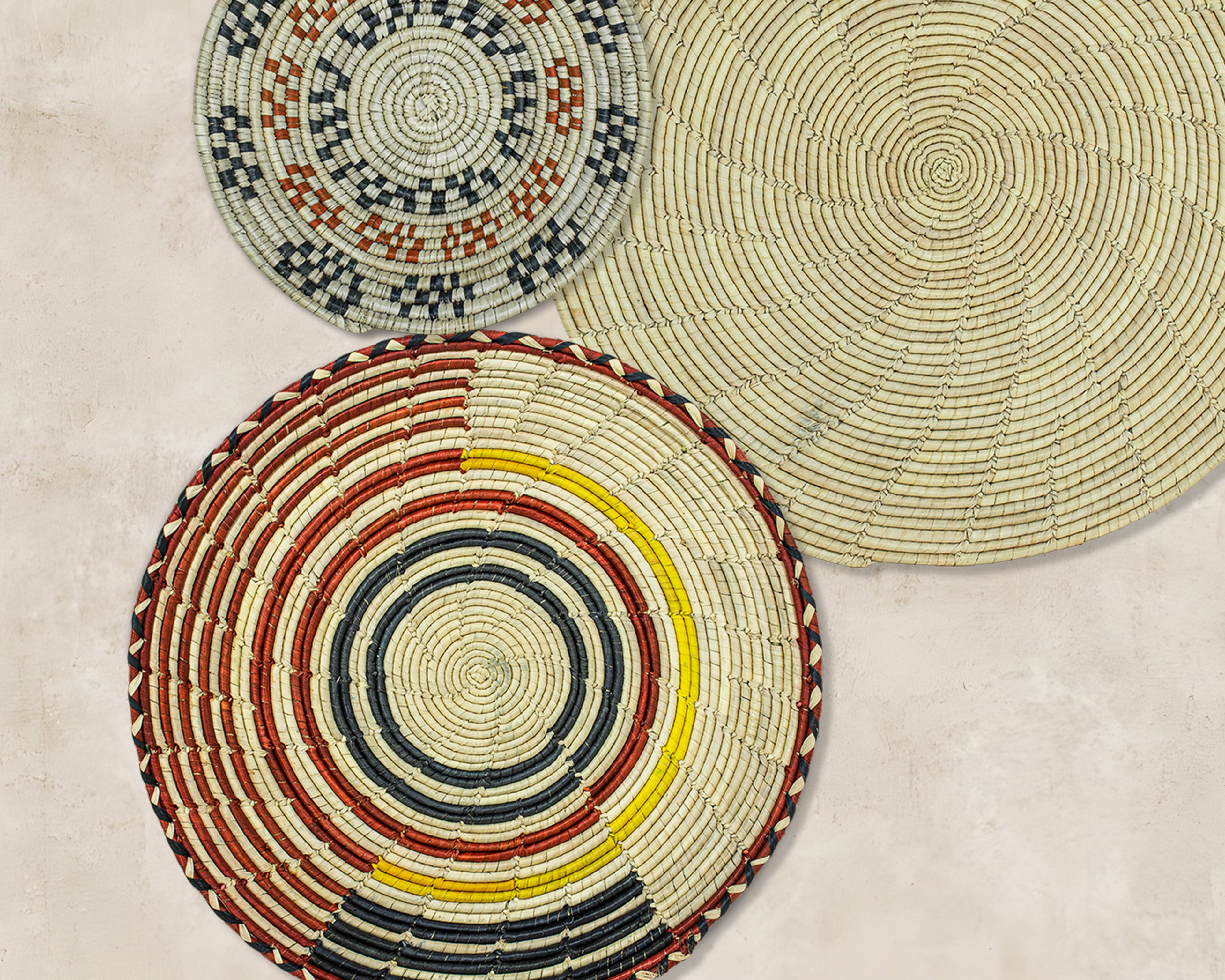 Set of 5 Handwoven wall baskets SET-64-5 N