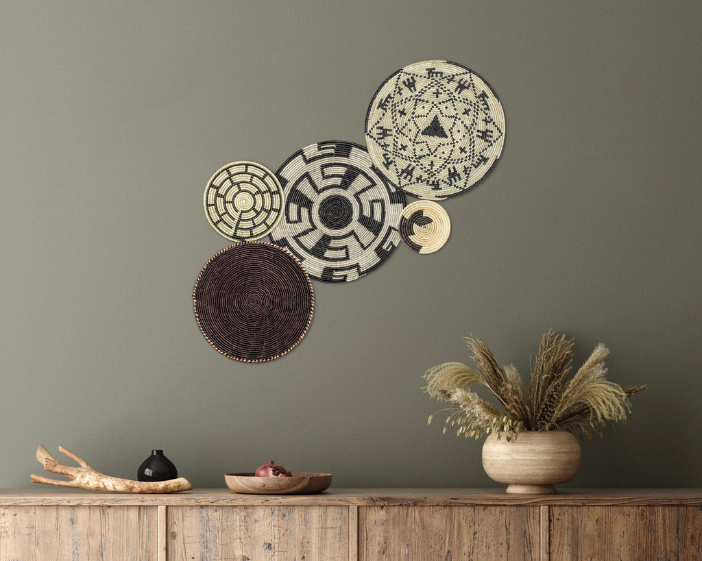 Set of 5 Handwoven wall baskets SET-65-5 N