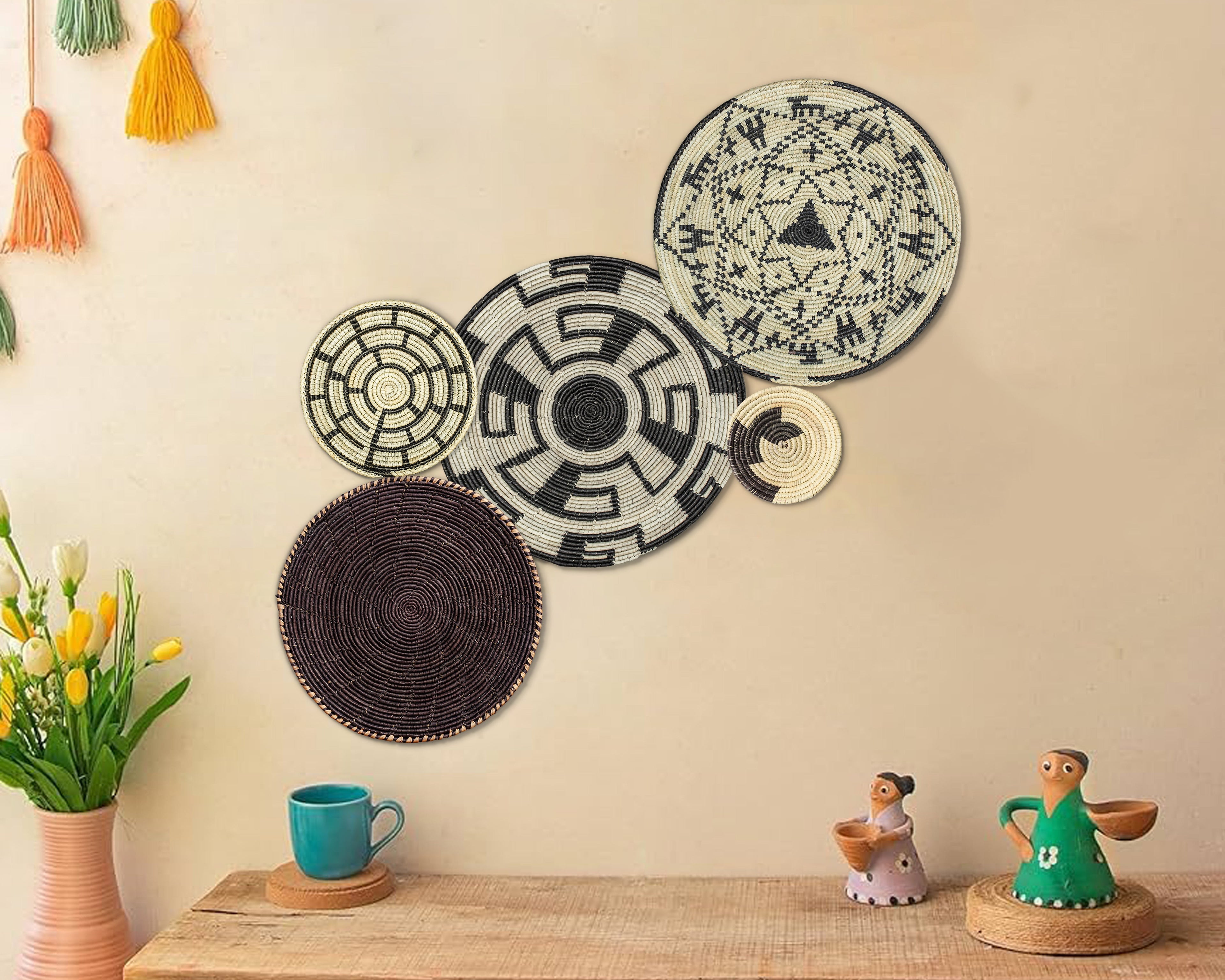 Set of 5 Handwoven wall baskets SET-65-5 N