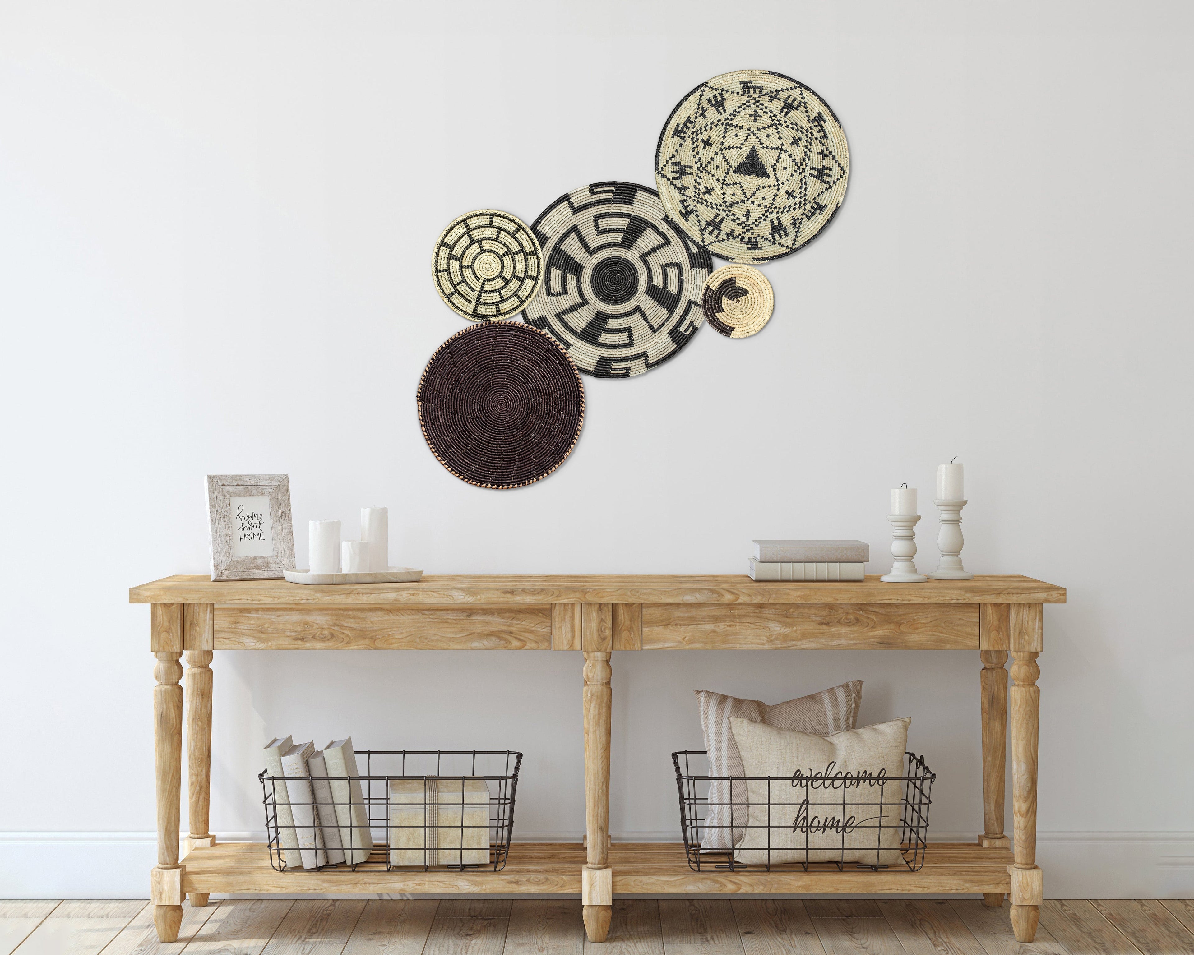 Set of 5 Handwoven wall baskets SET-65-5 N