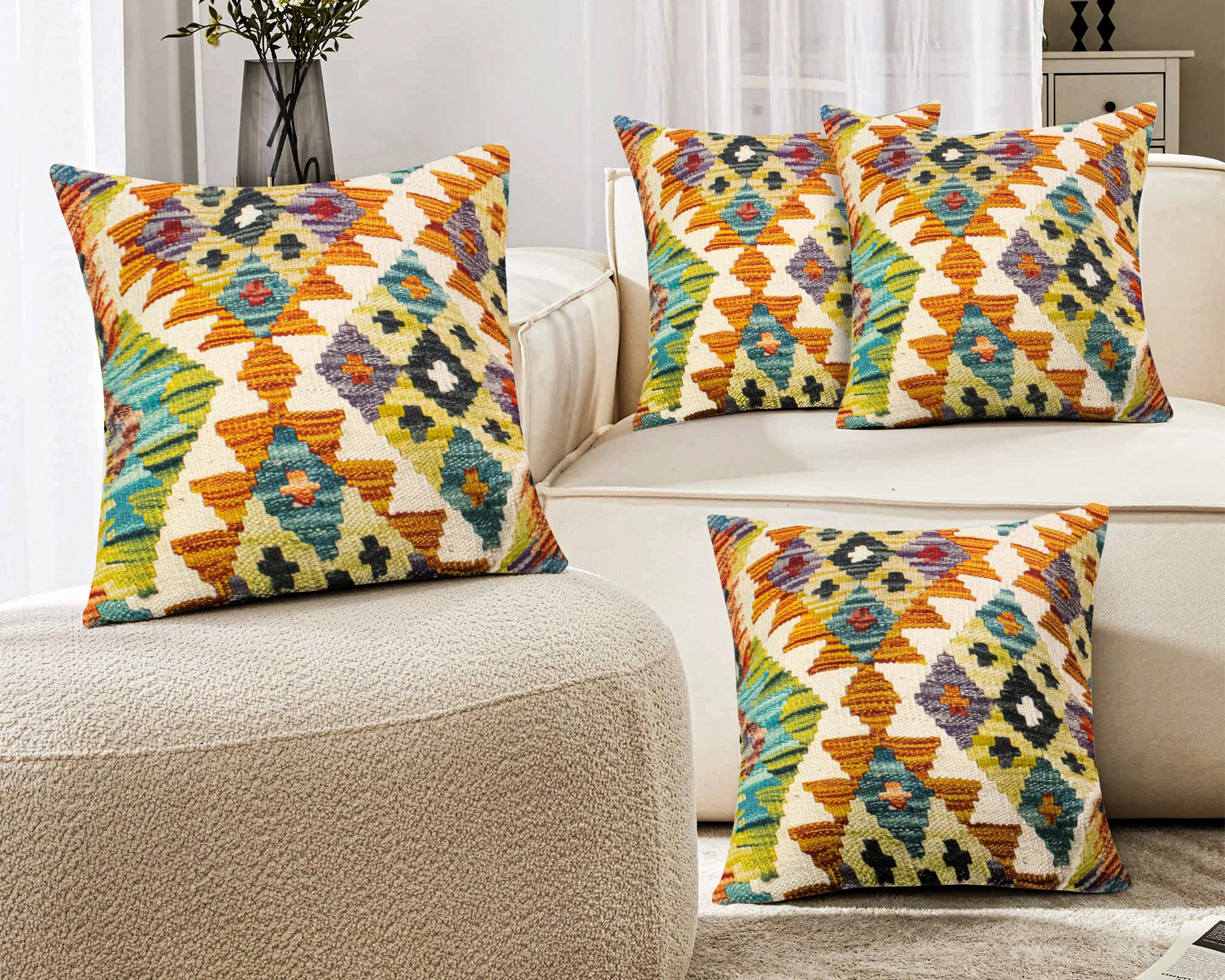 Set of 4 Vintage Wool Kilim Pillow - KC 2058 4