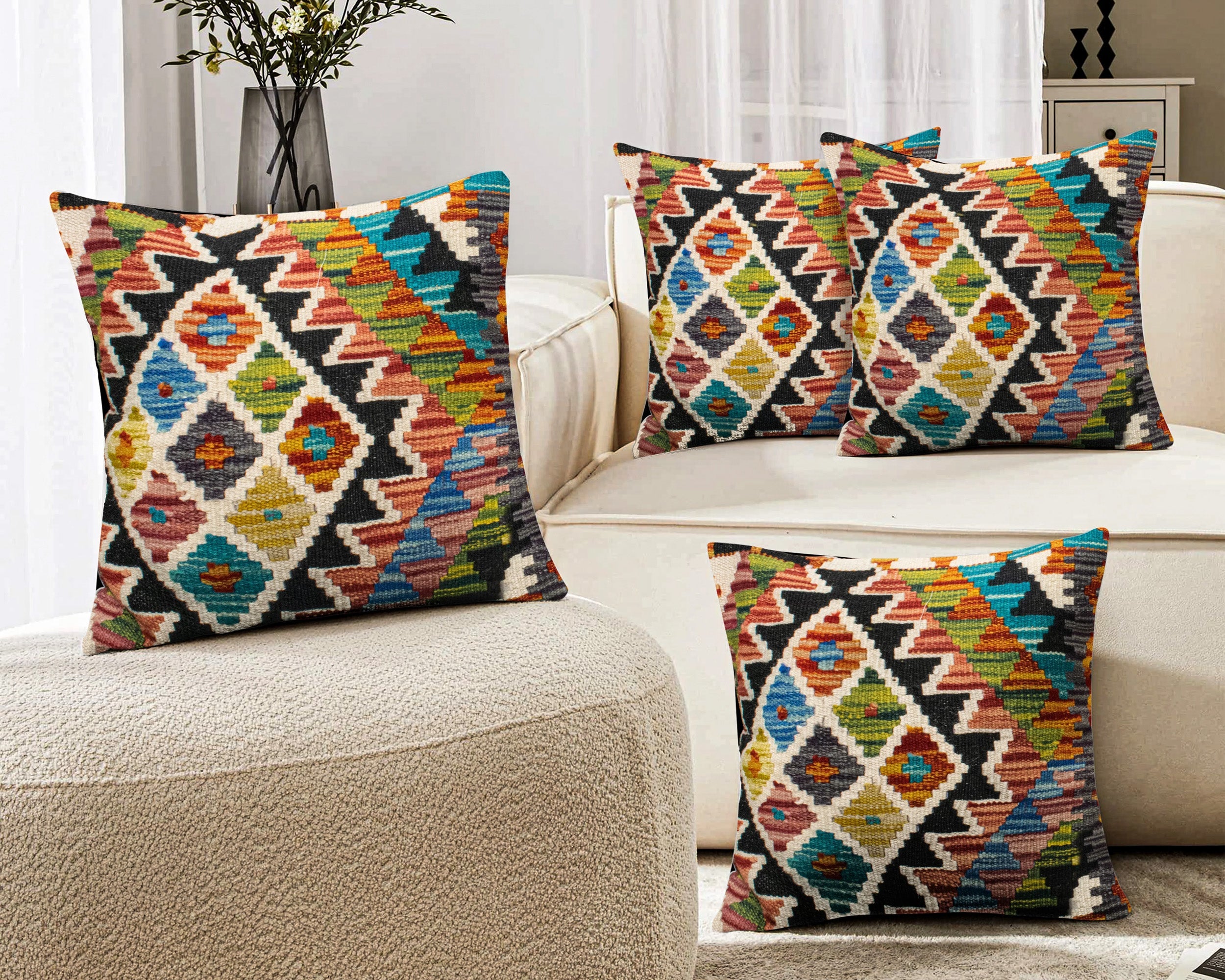 Set of 4 Vintage Wool Kilim Pillow - KC 2059 4
